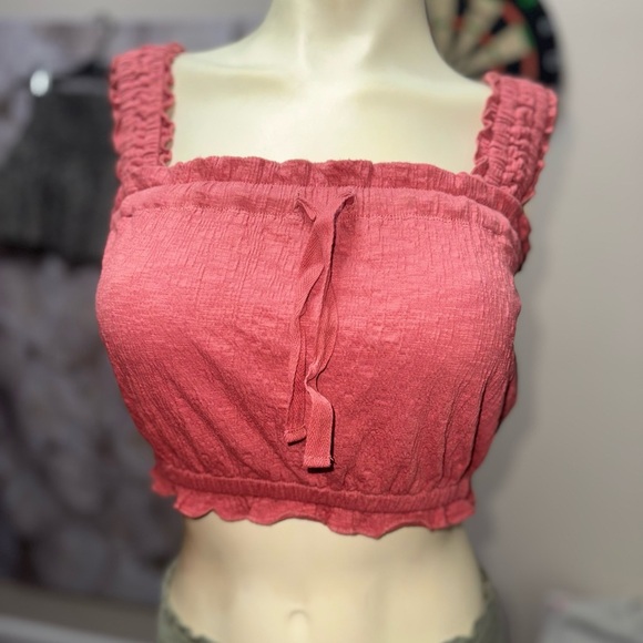 Billabong boho Square Neck Crop Top Coral  Size L Sleeveless - Picture 2 of 13